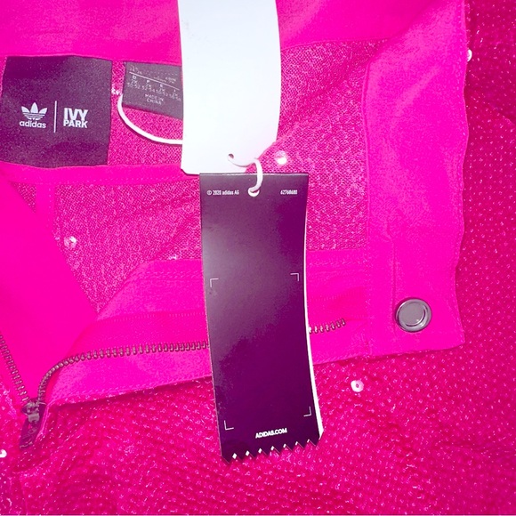 ADIDAS IVY PARK PINK SEQUIN SHORTS WITH FRINGE (PLUS SIZE) SIZE 2X NWT - Picture 7 of 12